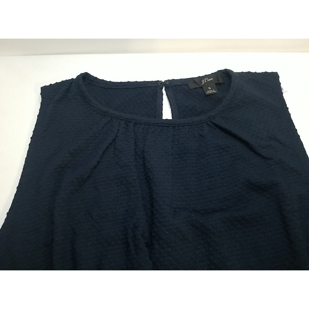 J Crew Womens Sleeveless Top‎ Small Navy Blue Raised Dot Peplum Blouse